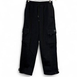 NWOT FB County Black Heavyweight Cargo Sweatpants Streetwear - Small